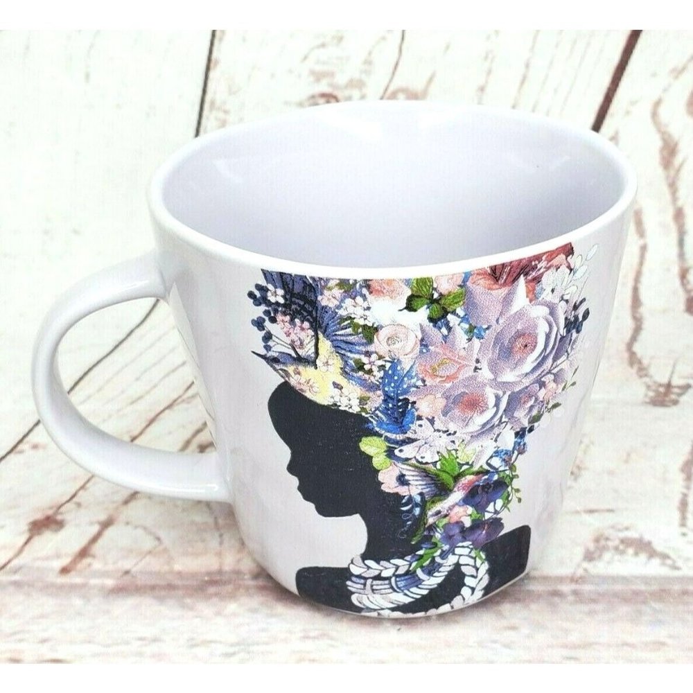 Prima Design Violet Women Silhouette Floral Hairpiece Graphic Design 4"x4" Mug